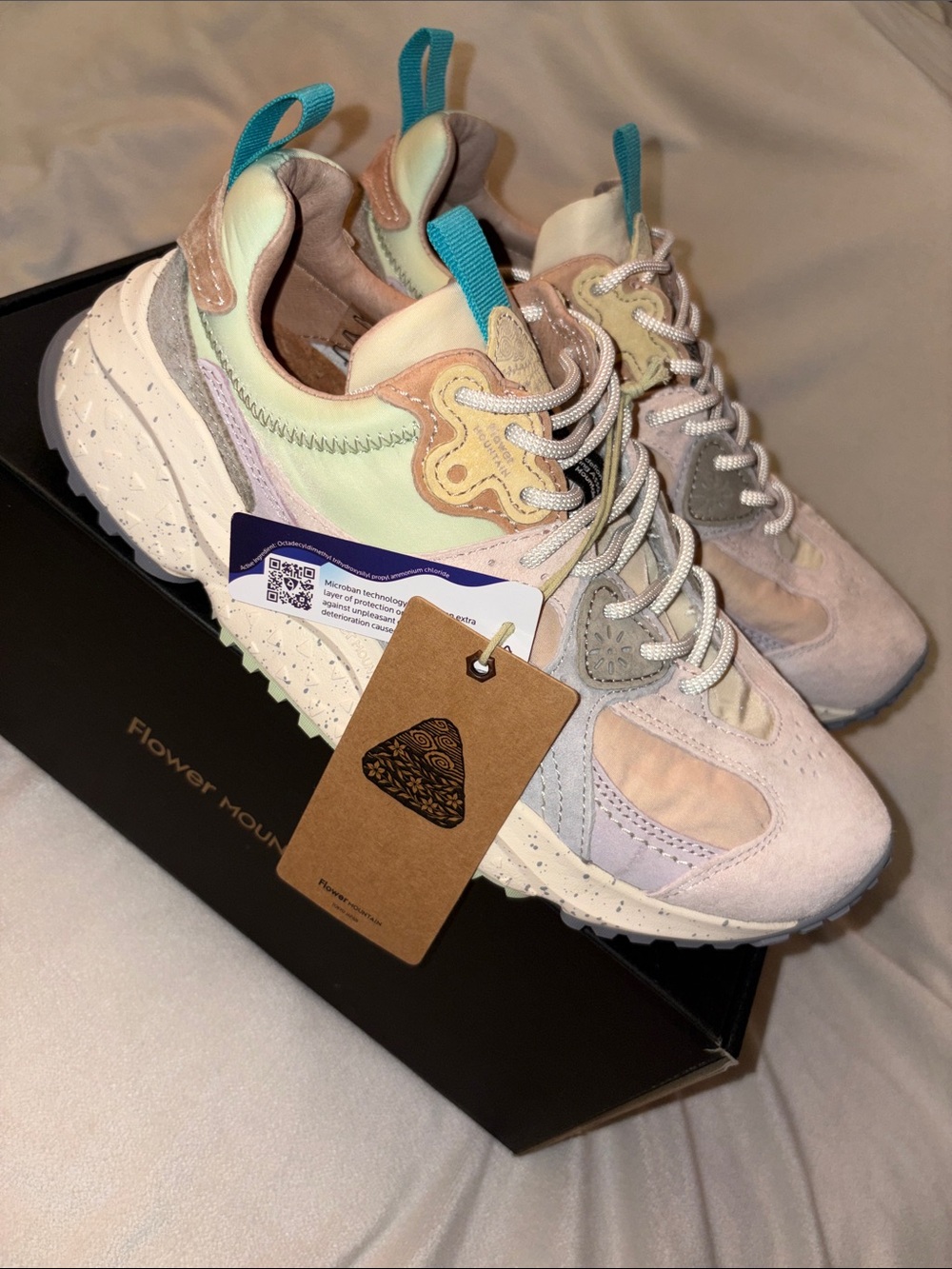 NWT Flower Mountain WAVE WOMAN Suede and fabric sneakers - Light pink-Lilac - Picture 9 of 15